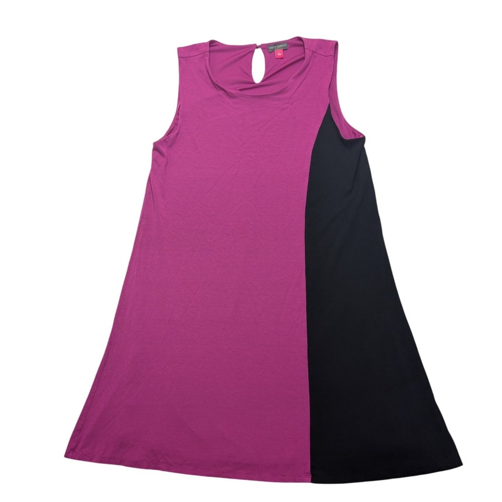 Vince Camuto Colorblock A-Line Dress Womens Large Magenta Black Sleeveless